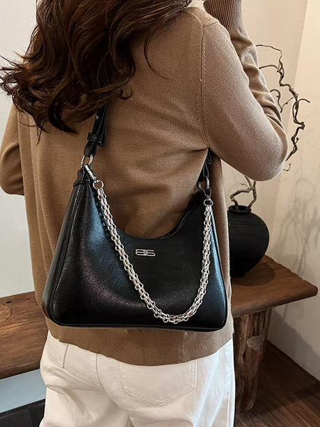 Chain-Accented Shoulder Bag