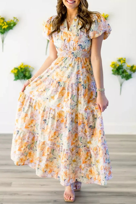 Floral Smocked Tiered Maxi Dress