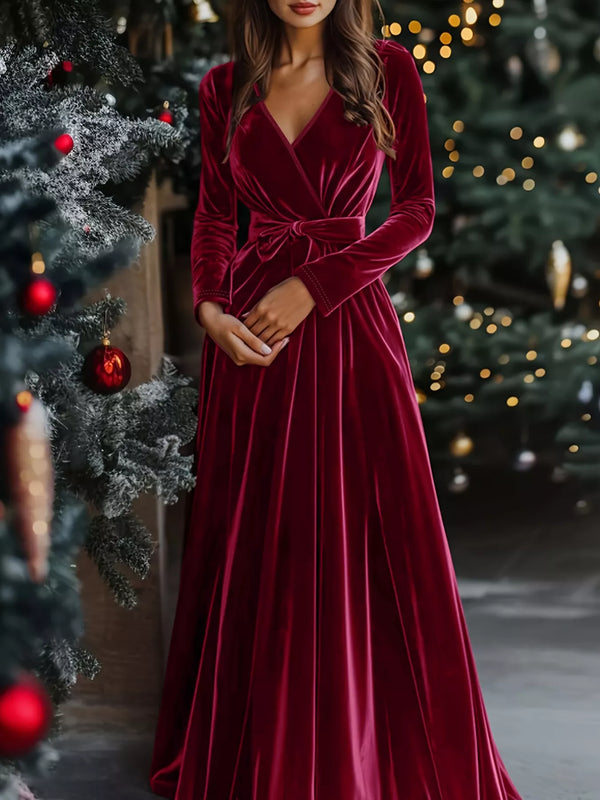 Velvet Wrap Maxi Dress