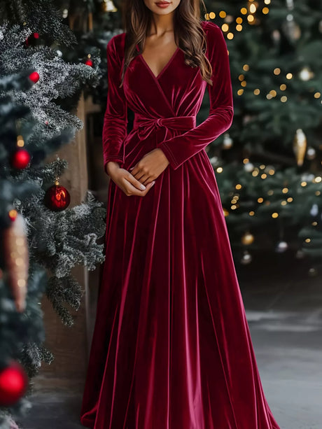 Velvet Wrap Maxi Dress